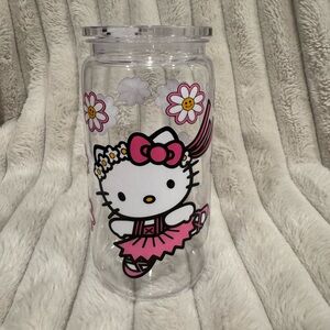 Hello Kitty Clear Glass Jar with Pink Accents